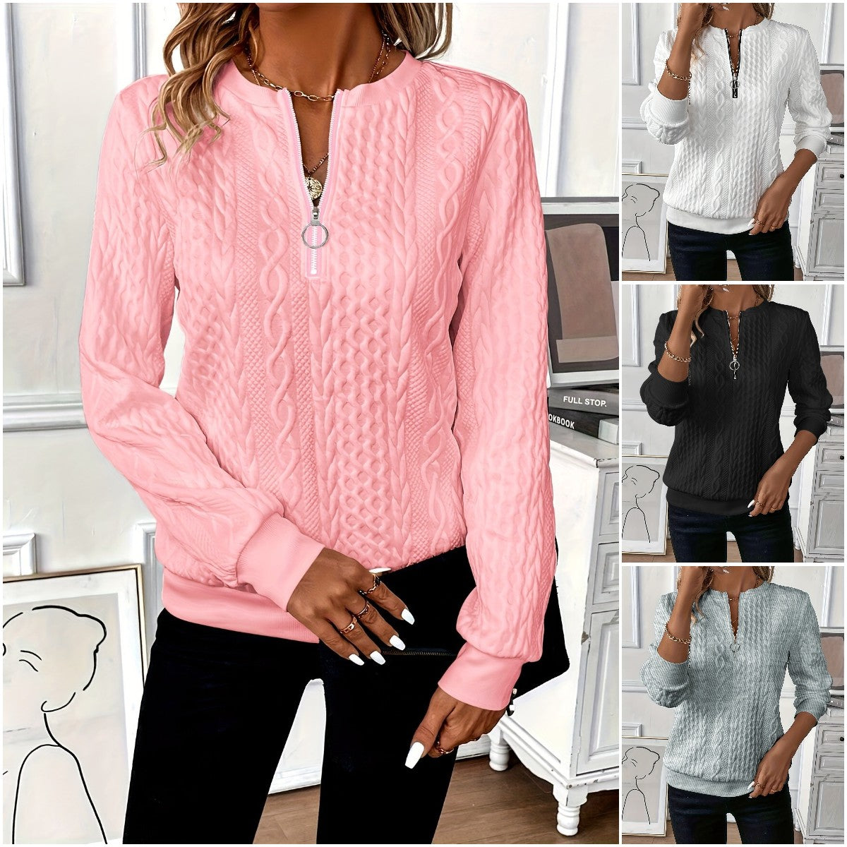 🎀🎀【Podzimní nové produkty】🌸🌸🌸2025Ležérní prošívaná mikina na zip pro evropské a americké ženy.