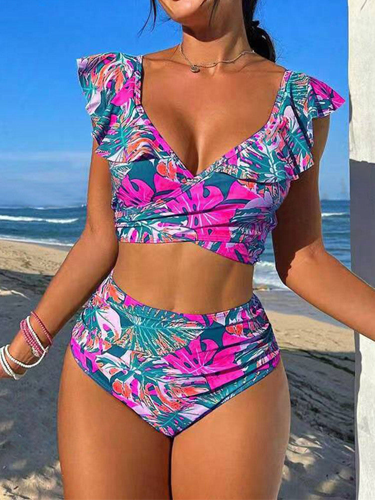 🏊👙【Sleva 50%】🌴 Elegantní plavky s potiskem pro větší velikosti