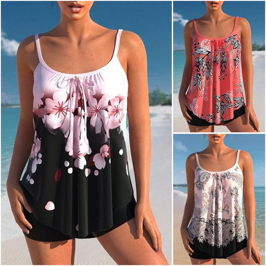 🌈🌴✨【40-110KG】Nový dvoudílný tištěný set bikin pro plnoštíhlé ženy z roku 2025