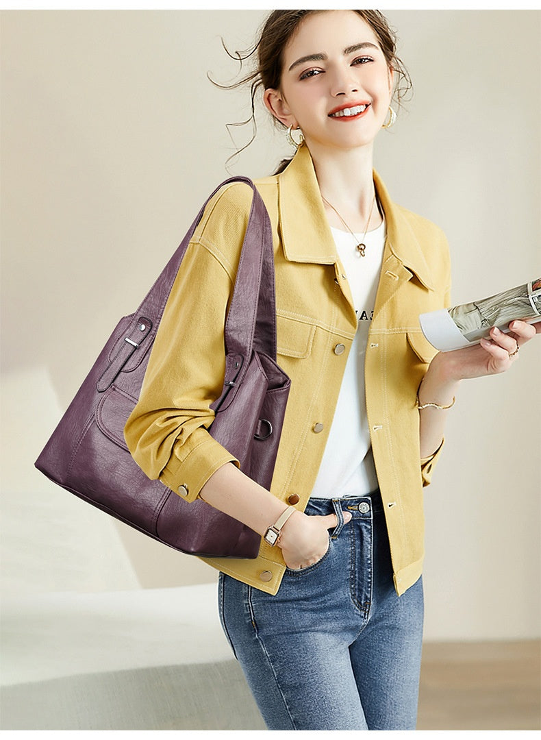 💥👜【50% отстъпка】💥2025 нова дамска висококачествена ретро чанта за рамо с голям капацитет, модерна мека кожа, текстура онлайн💖