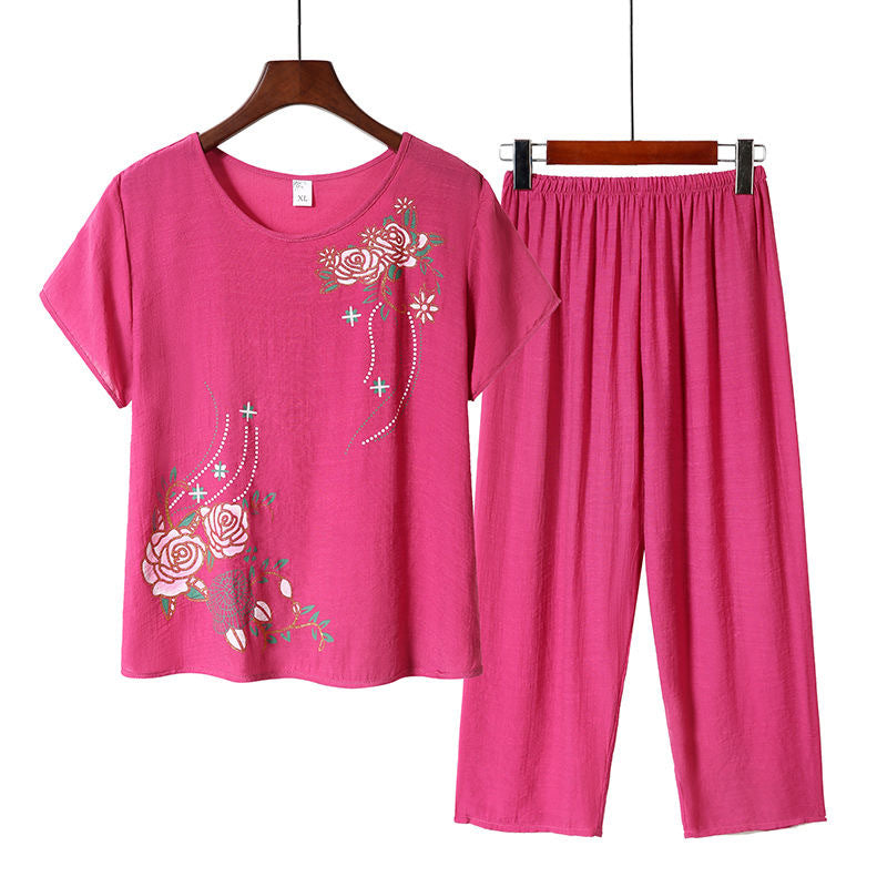 【50% sleva】【XL~4XL】🌸Letní bavlněné a lněné domácí obleky pro osoby středního a staršího věku