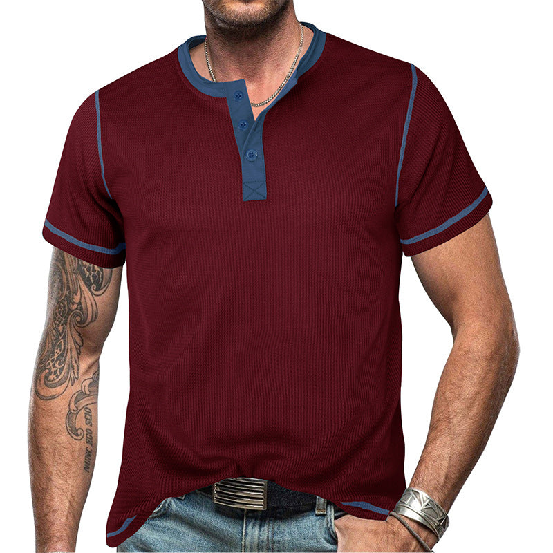 👕【50% sleva 🔥】【S–3XL】🌈 Letní pánská vintage košile s knoflíky, krátký rukáv, ve větších velikostech, s kontrastními barvami, dostupná v 10 barvách