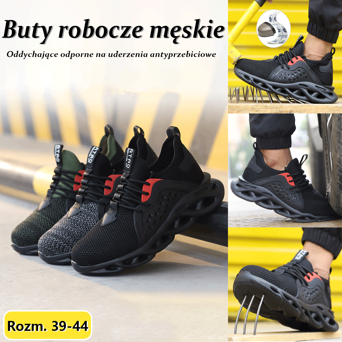 【Sleva na nový produkt】💥【39-48】Pánská pracovní obuv✅Prodyšná a nárazuvzdorná✅Odolná proti nárazům✅Protiskluzová✅Pohodlná