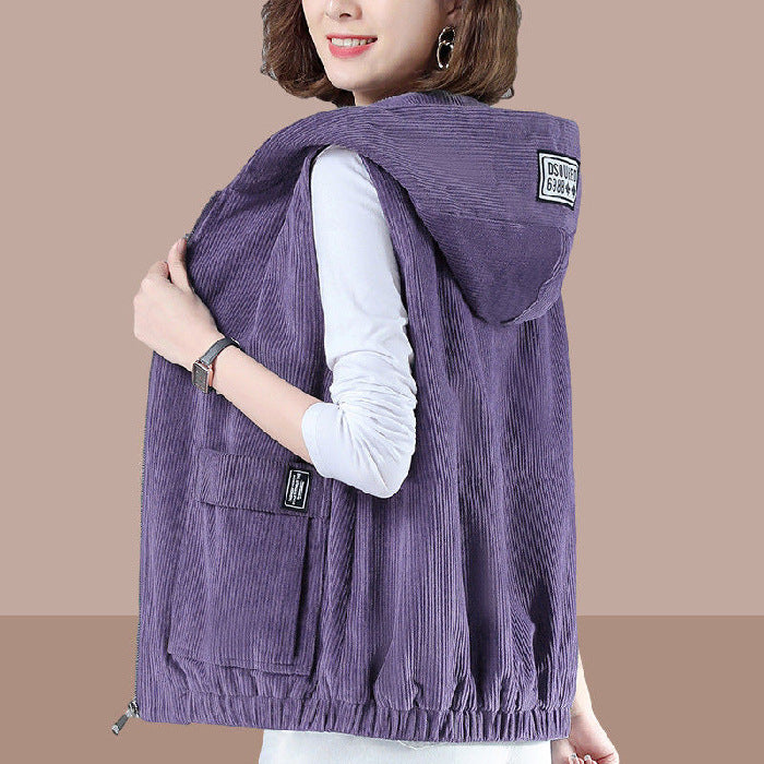 🍁❄【50 % popust】Vsestranski prevelik brezrokavnik s kapuco za jesen/zimo 2025