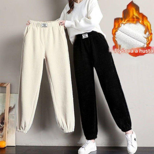 【💥Év végi kiárusítás - 50% kedvezmény💥】【M-3XL】Új női rugalmas kötött lezser nadrág. Polár béléssel a melegért