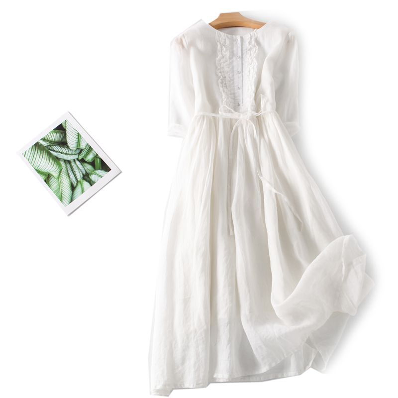 đź‘—đź‘—Retro okrogel izrez z vezanim pasom, srednje dolg, eleganten in temperamenten