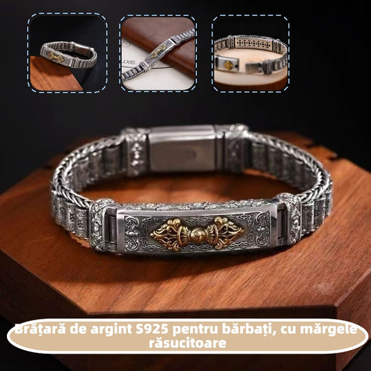 🔥【50% sleva】Pánský náramek s kroucenými korálky ze stříbra S925