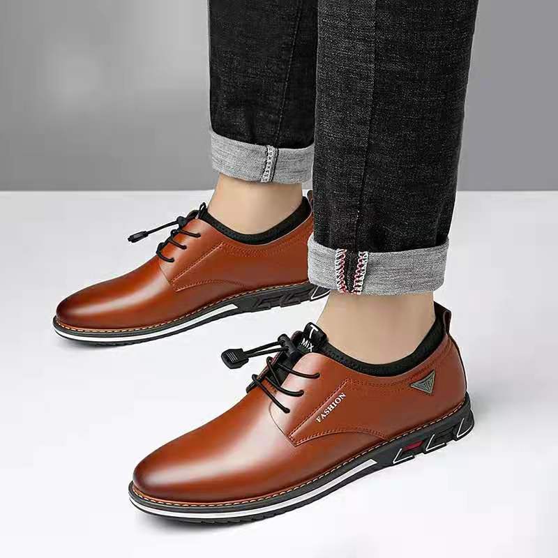 Oferta ograniczona czasowo🔥【rozmiary 38-48】Męskie biznesowe casualowe skórzane buty z okrągłym noskiem