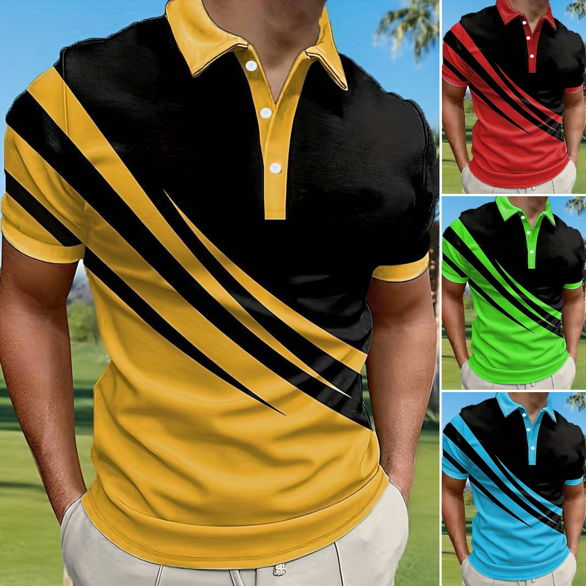 💥👔【Produse noi de vară - reducere 50%🔥】【S-6XL】😍 Tricou polo bărbătesc nou de vară cu imprimeu 3D, mărime mare