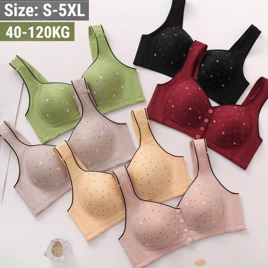 😍【Paket 3 kosov】Ženski brezžični modrček z gumbom spredaj 【40-120kg】❤️Bumbac naravni antibakterijski udoben udoben