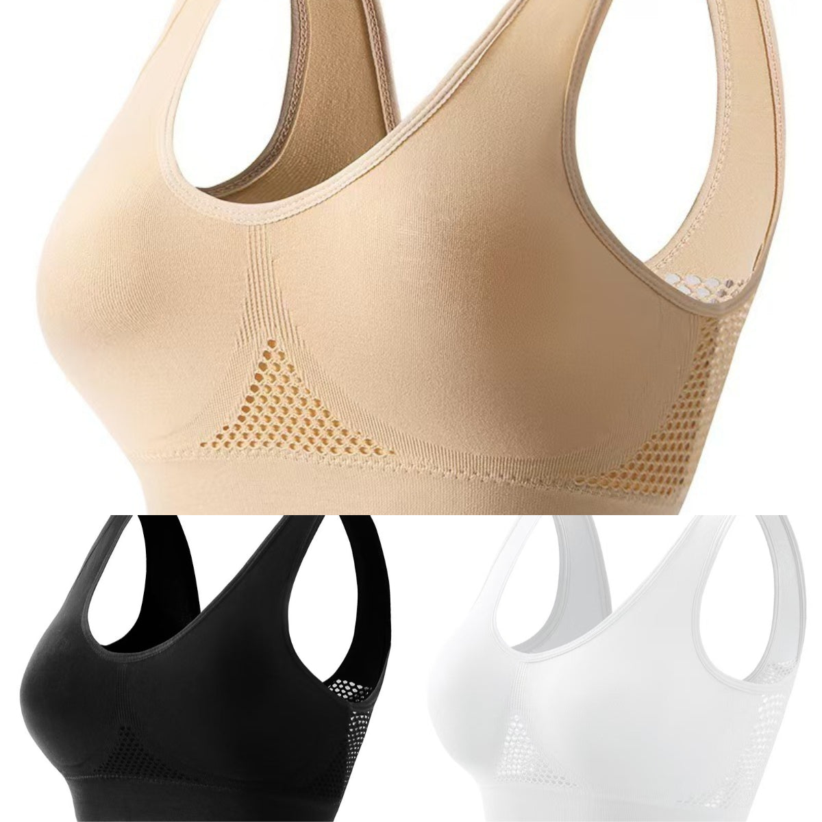 🥰【Paket 3】S-5XLPerforiran mrežast športni modrček prevelike velikosti❤️【40-120KG】