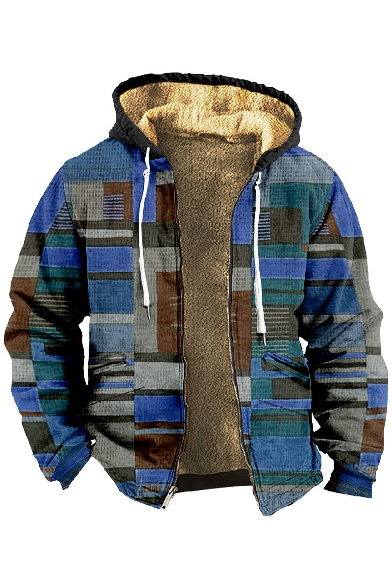 ✨👔【Platba při dodání】【S-4XL】Pánská podzimní/zimní silná sametová bunda s teplou vlněnou čepicí