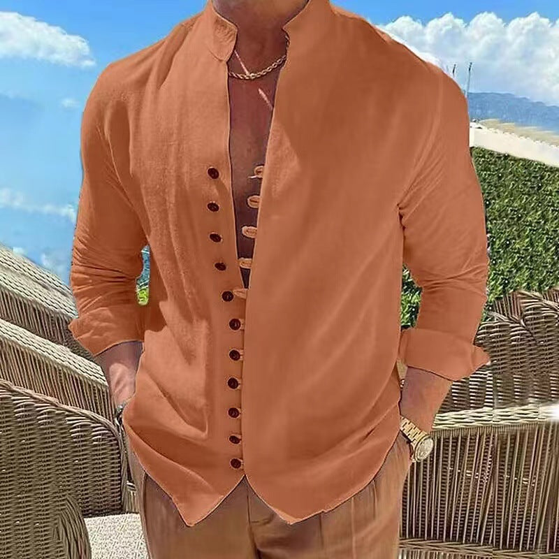 🌈👔【50% popust 🔥】【S-3XL】😍Nova kolekcija 2025, moška bombažno-lanena srajca, večje velikosti, ohlapna srajca z dolgimi rokavi