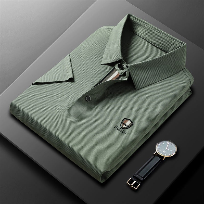 ✨✨【M-4XL】 Cămașă polo casual cu jumătate de mânecă din mătase de gheață 2025