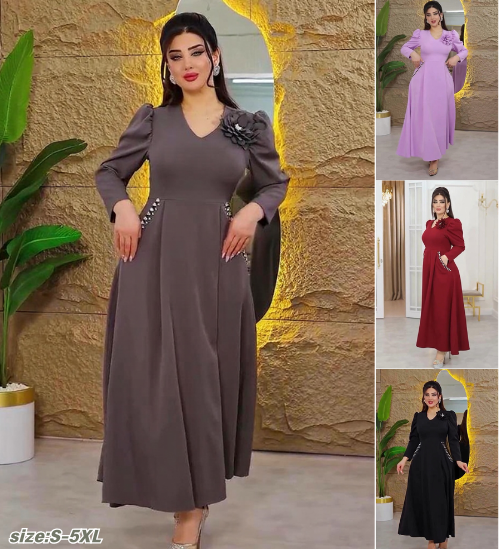 🔥🔥【S-5XL】【40-120kg】🥰 👗Rochie nouă la modă de toamnă și iarnă 2025 cu imprimeu mare