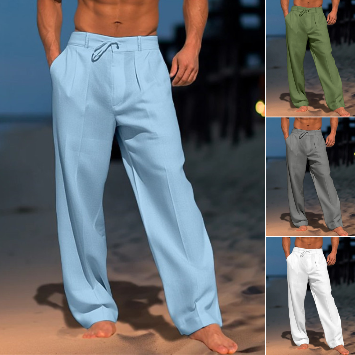 🏖️👖 【Poletna razprodaja - 50% 🔥】【S-3XL】😍 Moške lanene ohlapne hlače velikih velikosti, udobne in zračne, idealne za vsak dan in počitnice