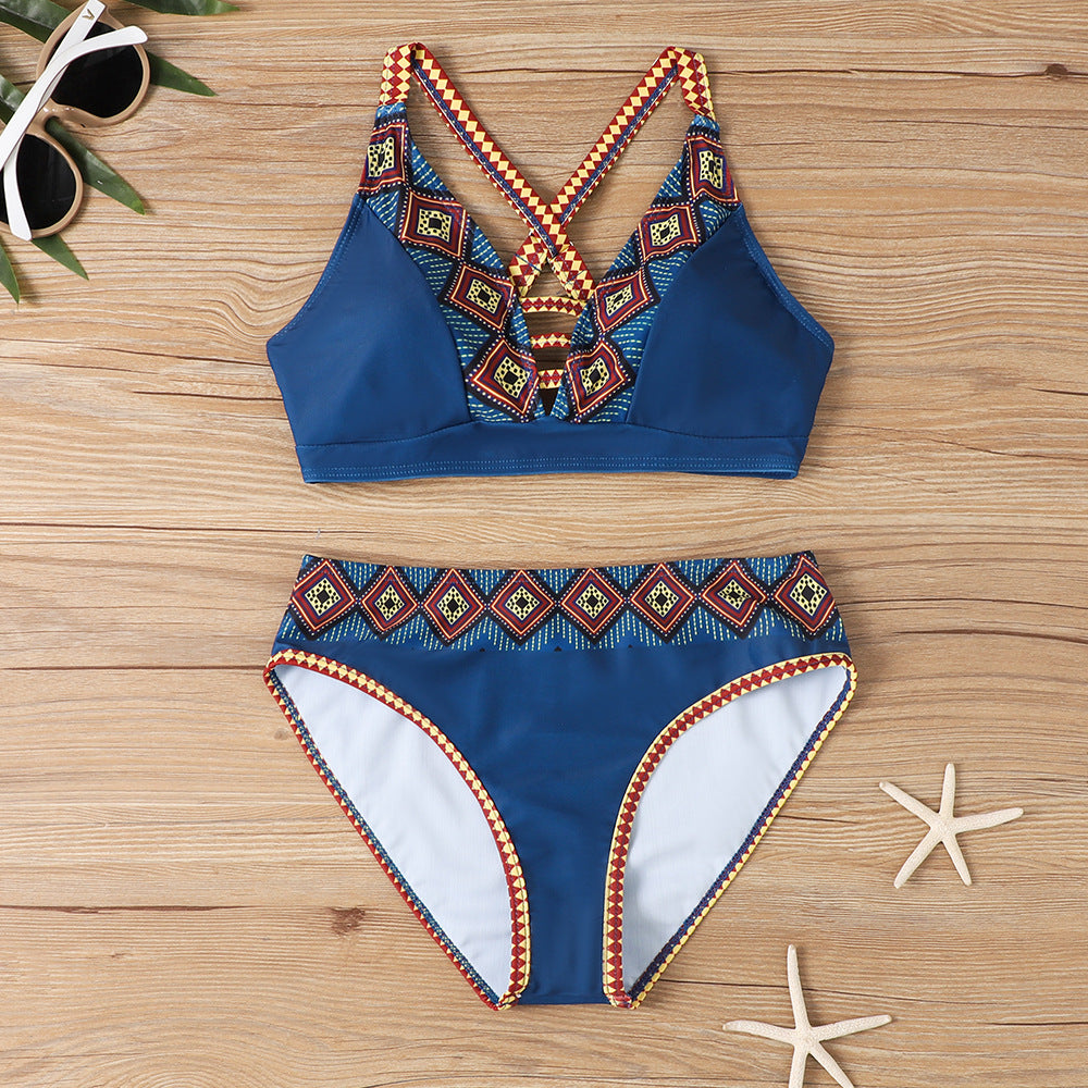 🎁Reducere de 50%👙🌴【S-5XL】Bikini nou, cu uscare rapidă, cu despicare încrucișată, stil etnic unic