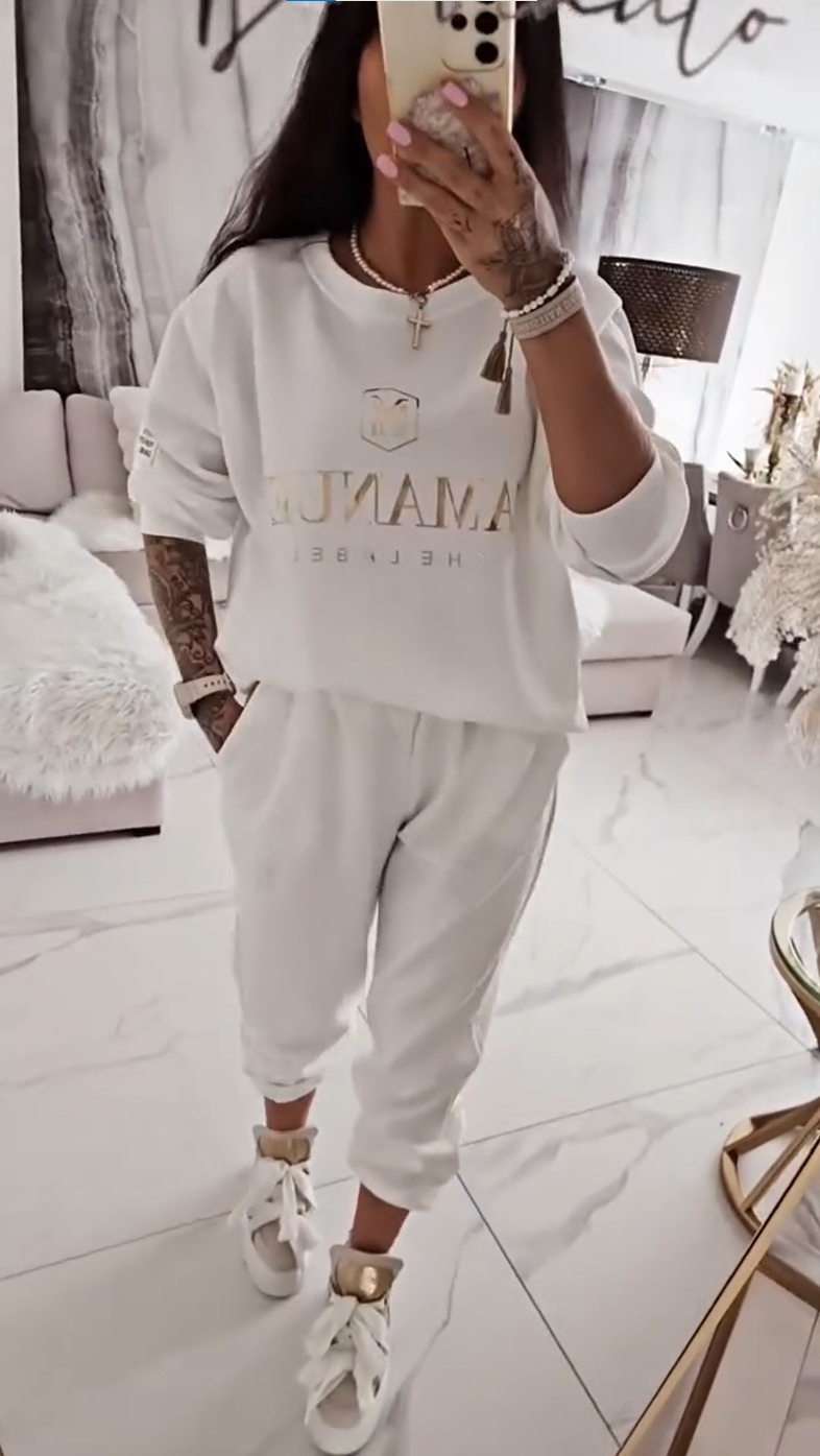 šKupi enega, drugega dobiÅ” gratisšćS-5XLćJesensko-zimski nov kos iz leta 2025 za ženske, iz 100 % bombaža, casual komplet z vzorÄasto majico in Å”irokimi hlaÄami