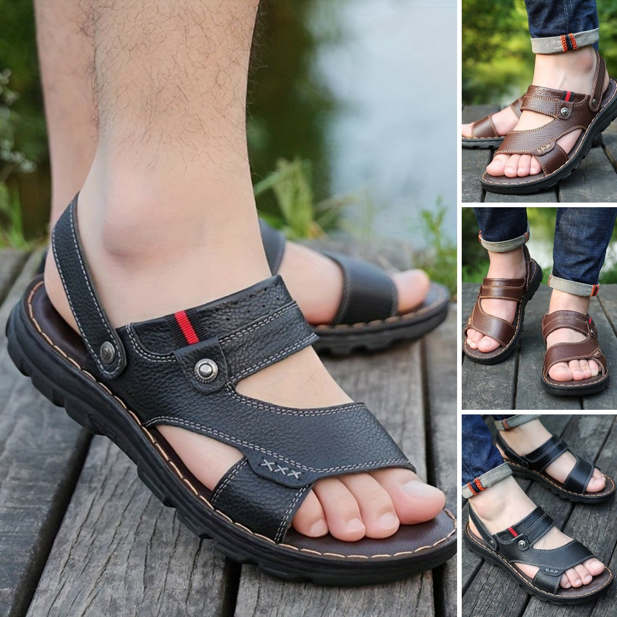 🌴👞【50% popust 🔥】【38–44】Moški poletni sandali iz pravega usnja, dvojna uporaba