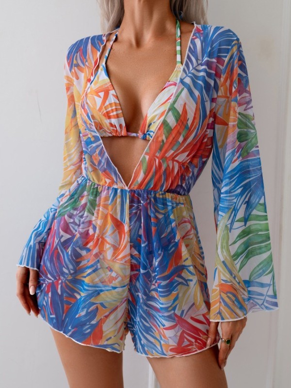 🏖️🩱【Reducere de 50%】【Șal + bikini】Costum de baie sexy pentru sărbători
