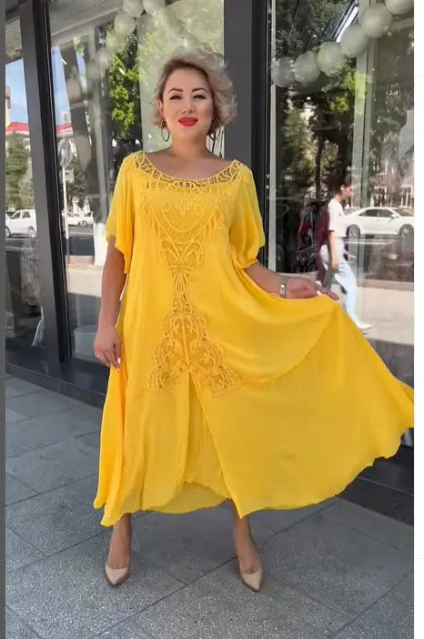【50 % popust】【S-5XL】👗2025 Nova ženska obleka s čipko za večje številke