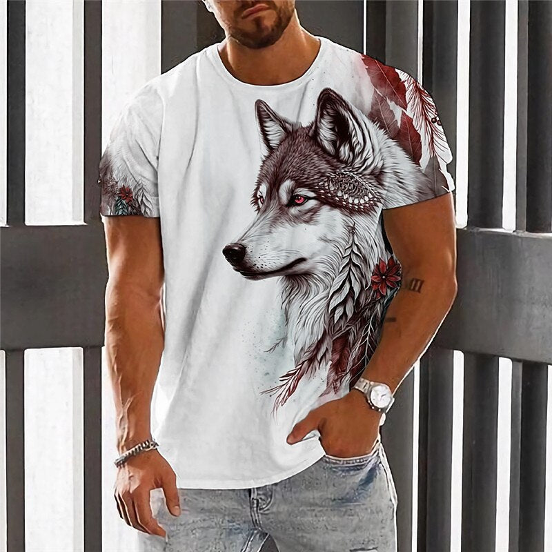 【50% sleva】【2XS-6XL】👕👕 Pánské tričko s potiskem vlka