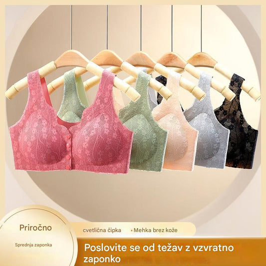 😍【Paket 2 kosov】Brezžični ženski nedrček z gumbi spredaj ❤️【40-100 kg】