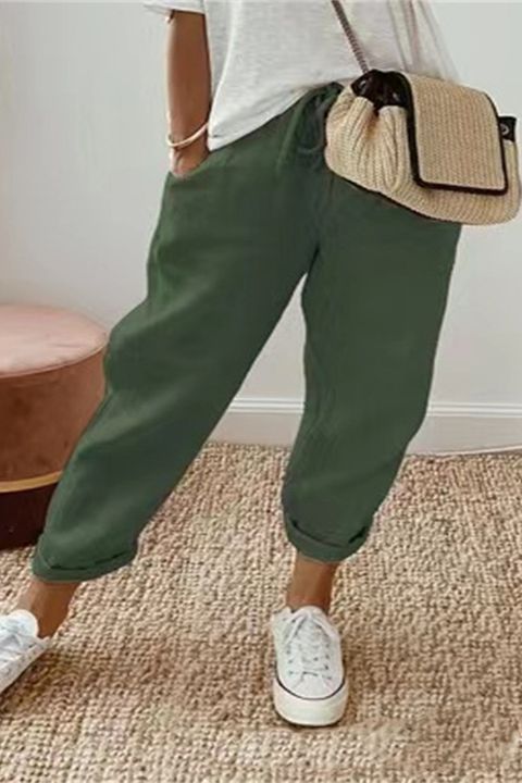 【S-5XL】Pantaloni casual de damă din bumbac și in, opțiuni multicolore