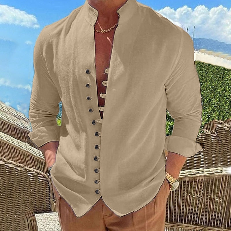 🌈👔【50% popust 🔥】【S-3XL】😍Nova kolekcija 2025, moška bombažno-lanena srajca, večje velikosti, ohlapna srajca z dolgimi rokavi