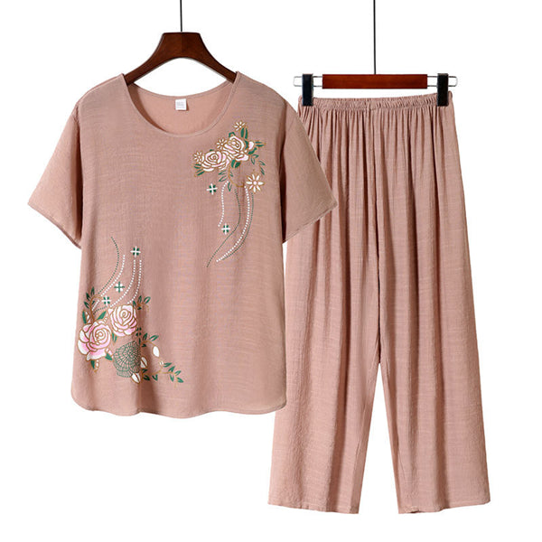 【50% sleva】【XL~4XL】🌸Letní bavlněné a lněné domácí obleky pro osoby středního a staršího věku