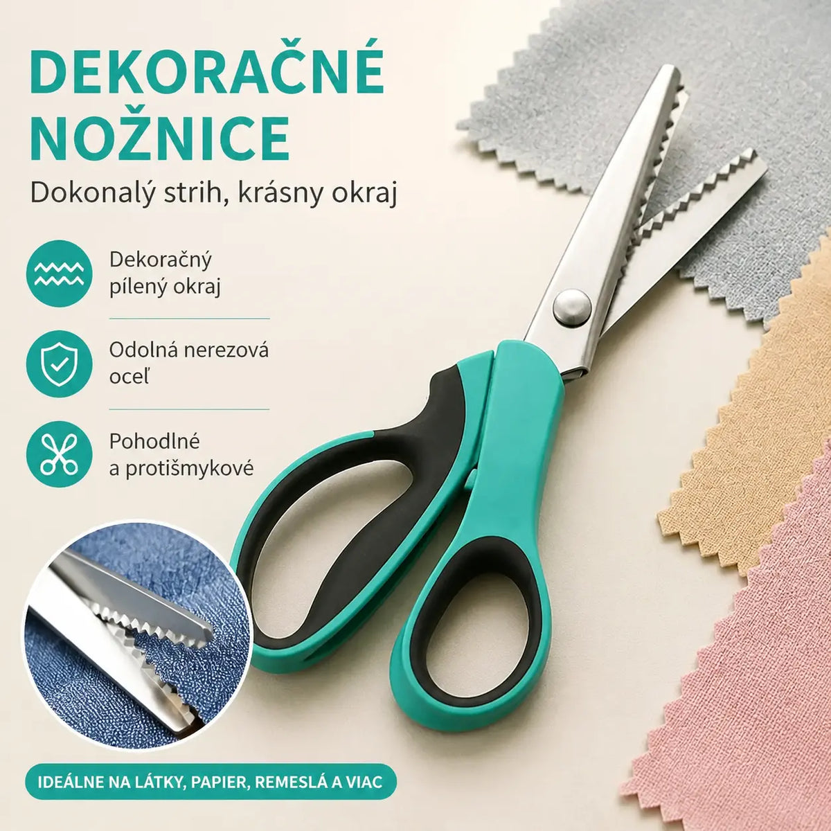 1 sztuka 99zł ✂️ Profesjonalne nożyczki ząbkowane - Ostre, ząbkowane nożyczki do tkanin