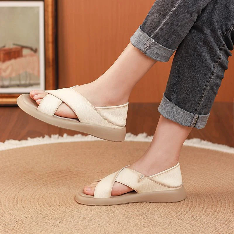 💕【35-42】Sandale plate romane din piele naturala casual si confortabile
