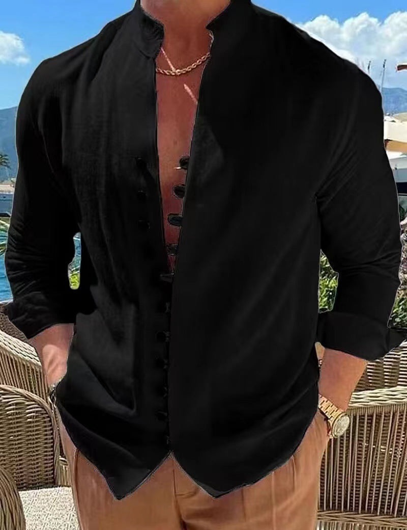 🌈👔【50% sleva 🔥】【S-3XL】😍Nová kolekce 2025, pánská bavlněná lněná košile nadměrných velikostí, košile s volným dlouhým rukávem