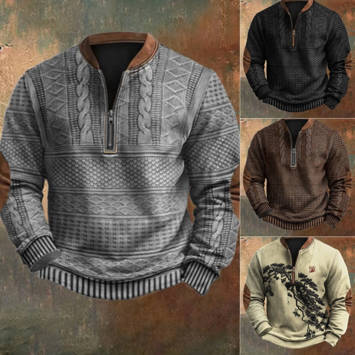 đ„ă45% kedvezmĂ©nyăăS-5XLă2025 Ćszi/tĂ©li Ășj, 3D nyomtatott, fĂ©lcipzĂĄras fĂ©rfi pulĂłver