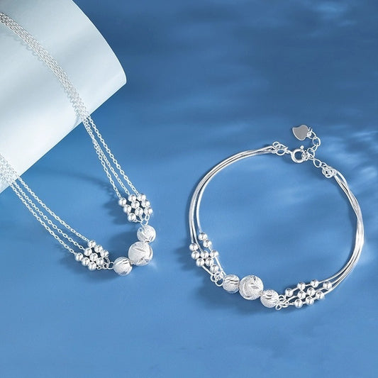 🔥Vroča razprodaja🔥【Ogrlica + zapestnica】✨Komplet nakita ogrlica s srebrnim nanosom