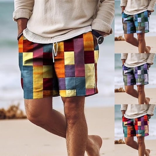 【Ofertă de vară💥】Pantaloni de baie bărbați 2025, stilati, cu imprimeu multicolor