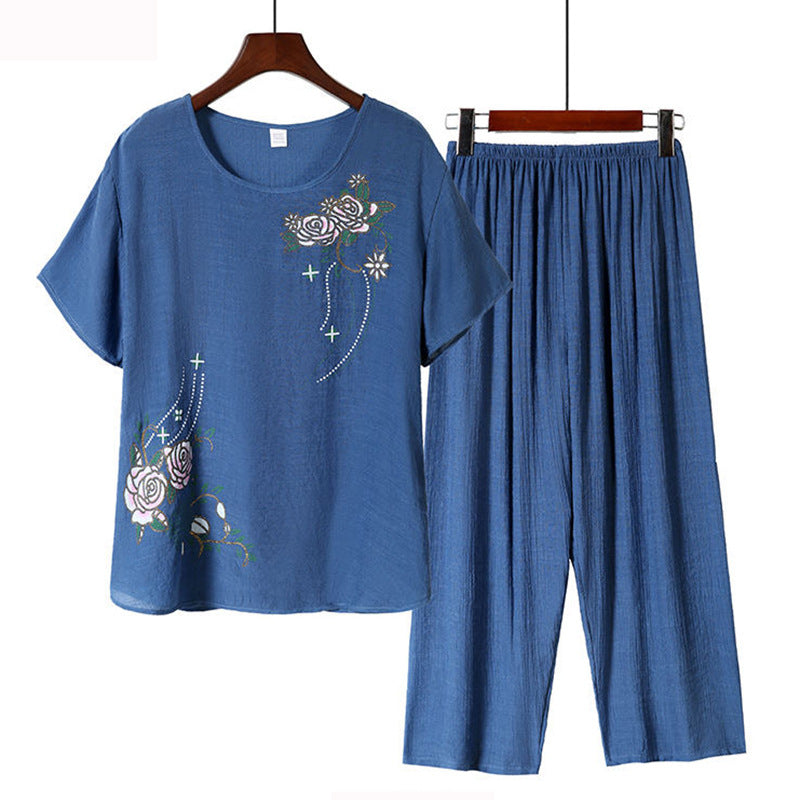 【50% sleva】【XL~4XL】🌸Letní bavlněné a lněné domácí obleky pro osoby středního a staršího věku