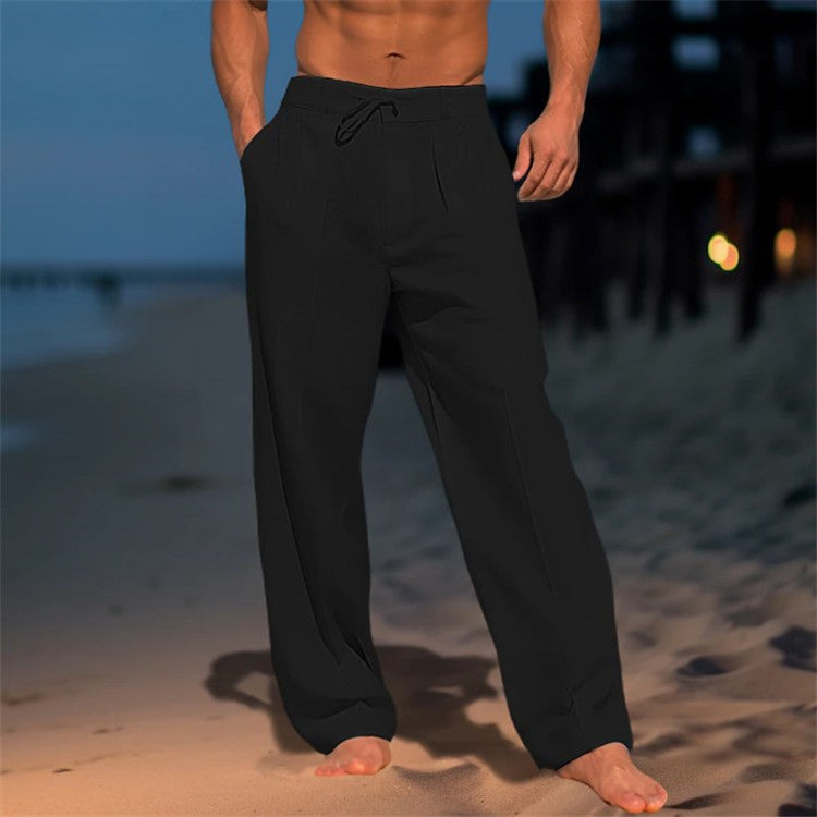 🏖️👖 【Poletna razprodaja - 50% 🔥】【S-3XL】😍 Moške lanene ohlapne hlače velikih velikosti, udobne in zračne, idealne za vsak dan in počitnice