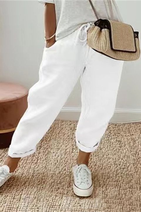 【S-5XL】Pantaloni casual de damă din bumbac și in, opțiuni multicolore