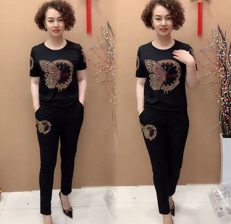 Reducere de 50%š„ Lichidare de stoc š„ Set de damÄ cu top Či pantaloni cu mĆ¢necÄ scurtÄćM-4XLć