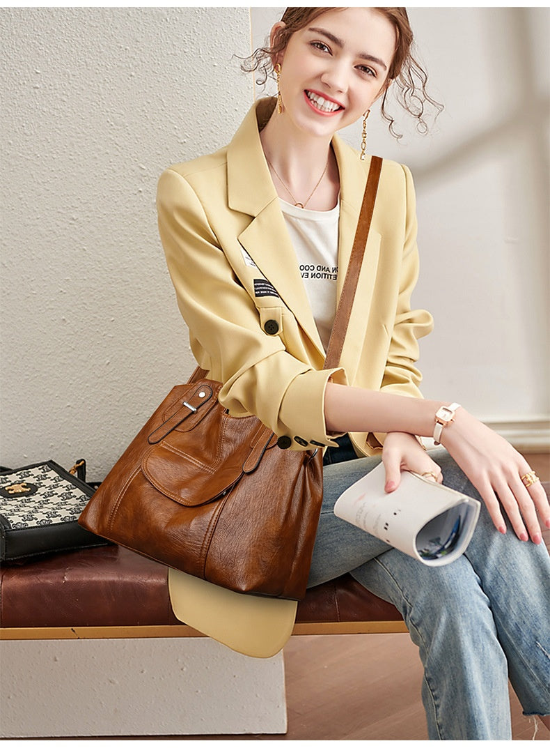 💥👜【50% отстъпка】💥2025 нова дамска висококачествена ретро чанта за рамо с голям капацитет, модерна мека кожа, текстура онлайн💖