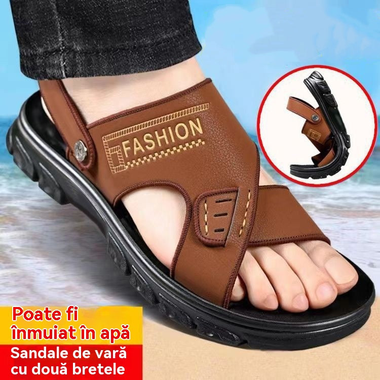 🐂【50% sleva】【38-47】Nové pánské kožené plážové sandály s tlustou podrážkou