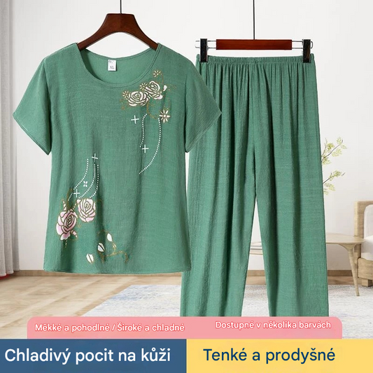 【50% sleva】【XL~4XL】🌸Letní bavlněné a lněné domácí obleky pro osoby středního a staršího věku