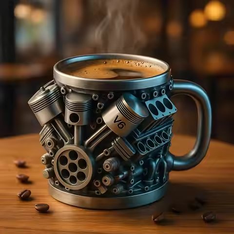 🎁☕【Kupte jeden, druhý dostanete zdarma】Kávový hrnek Creative Engine V6V8 z nerezové oceli