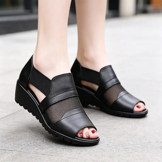 👡👡Елегантни сандали за майка: мека кожа, лека подметка на платформа, размери 35-41