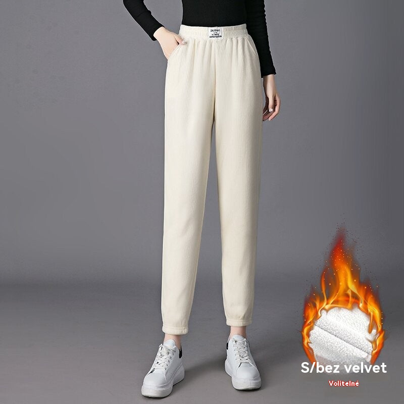 【💥Év végi kiárusítás - 50% kedvezmény💥】【M-3XL】Új női rugalmas kötött lezser nadrág. Polár béléssel a melegért