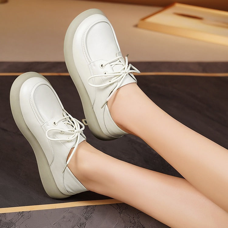 【50 % popust】【35-40】Visokokakovostni usnjeni čevlji za prosti čas z vezalkami in debelim podplatom