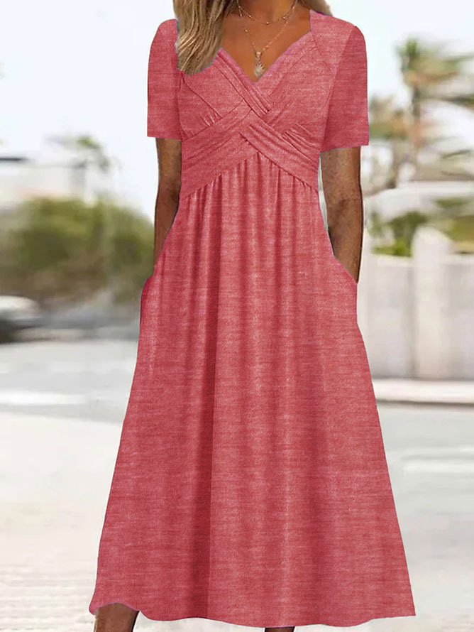 🔥🔥【S-3XL】2025 Rochii casual de lungime medie la modă, culoare pură