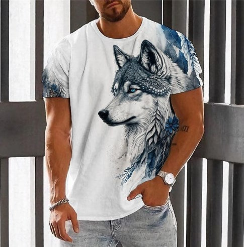 【50% sleva】【2XS-6XL】👕👕 Pánské tričko s potiskem vlka