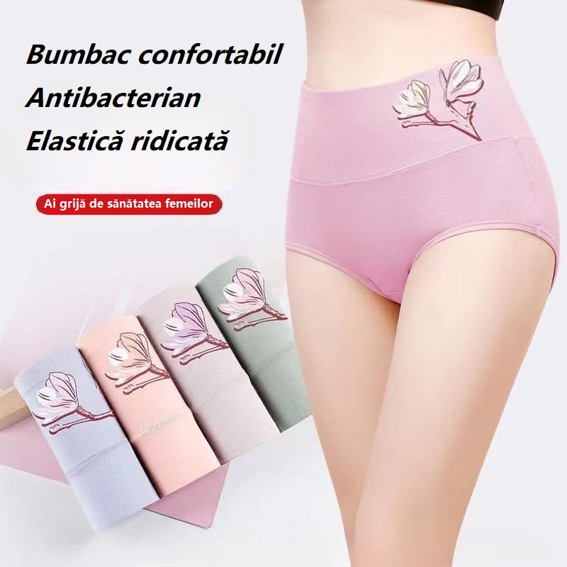 🔥(8 bucăți)【40-85 kg】💟Chiloți pentru femei din bumbac pur, cu talie înaltă, care ridică abdomenul